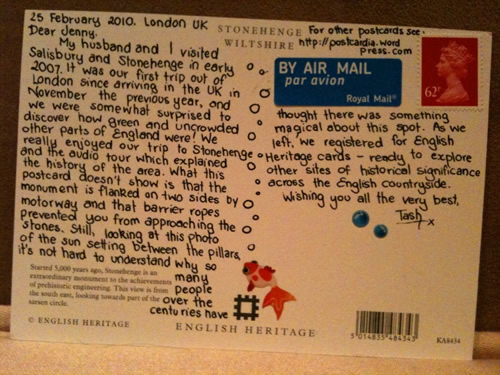 Back of postcard 013: Stonehenge, UK