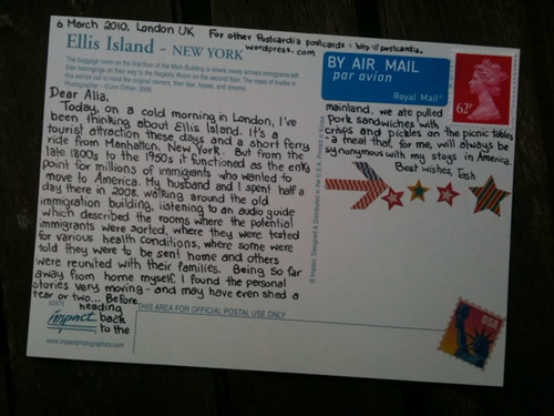 Back of postcard 018: Ellis Island, New York